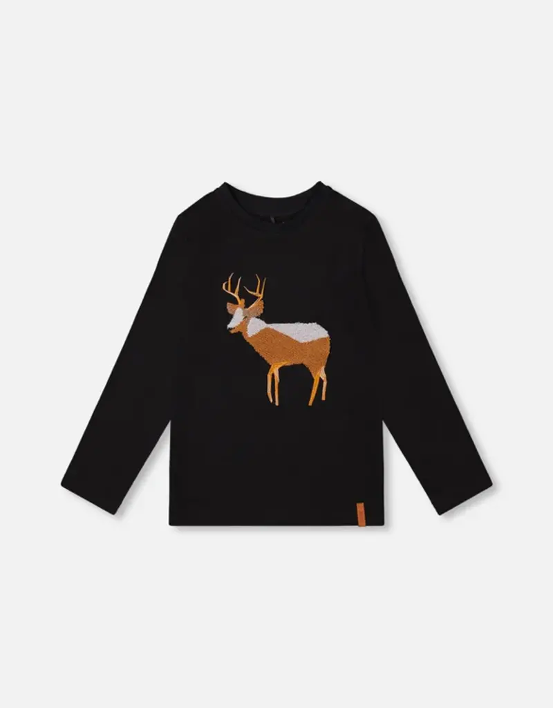 Deux par Deux L/S Tee w/ Deer Applique