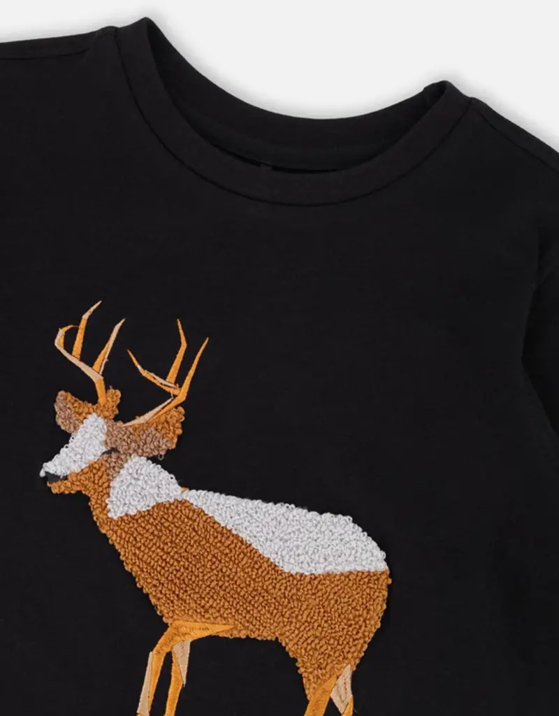 Deux par Deux L/S Tee w/ Deer Applique
