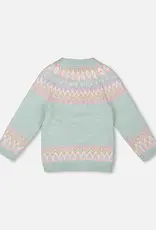 Deux par Deux Mineral Blue Sweater w/Norvegian Jacquard