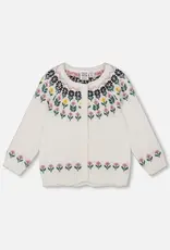 Deux par Deux Off White Cardigan w/Jacquard