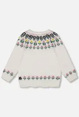 Deux par Deux Off White Cardigan w/Jacquard
