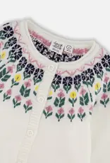 Deux par Deux Off White Cardigan w/Jacquard