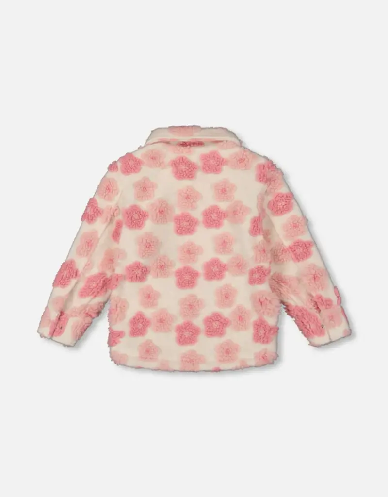 Deux par Deux Sherpa Overshirt Off-White And Pink