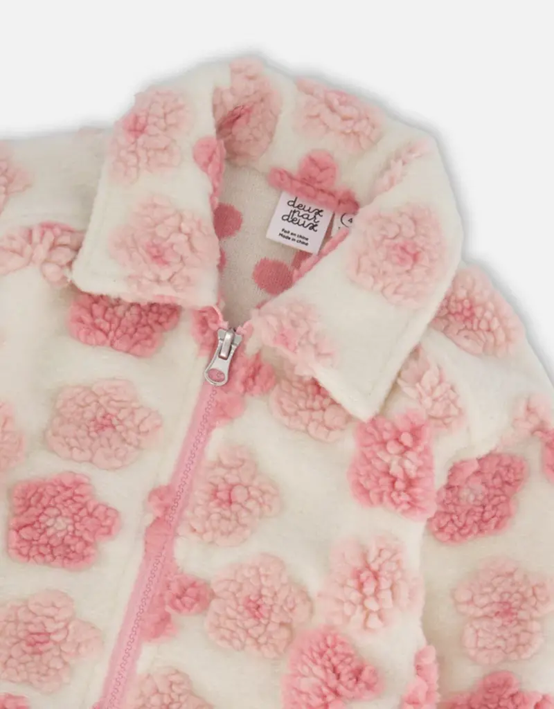 Deux par Deux Sherpa Overshirt Off-White And Pink