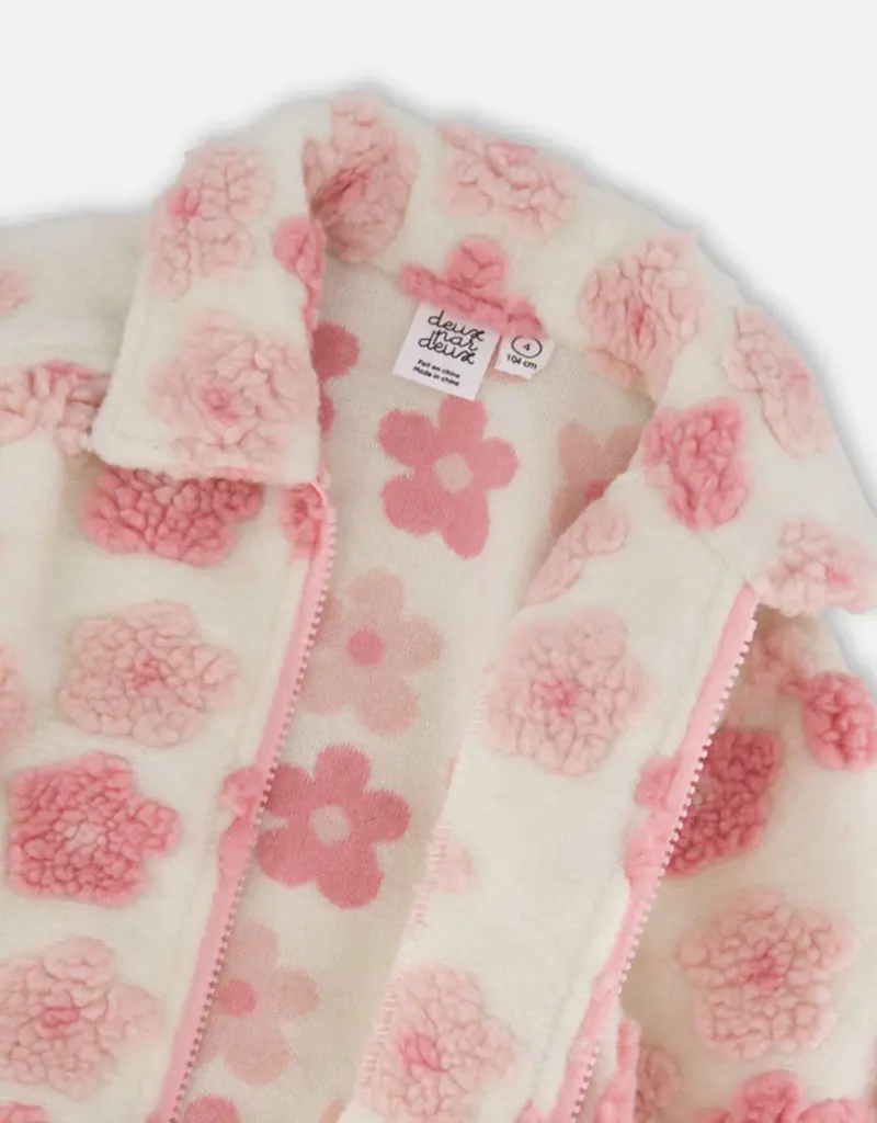 Deux par Deux Sherpa Overshirt Off-White And Pink