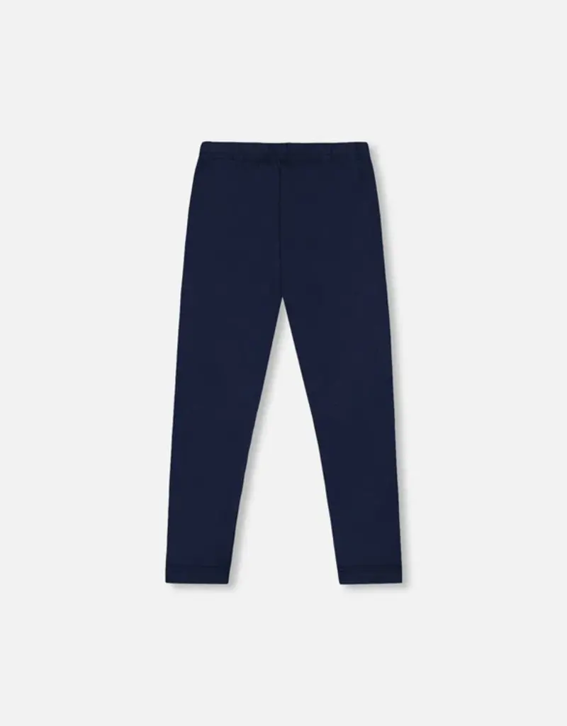 Deux par Deux Organic Cotton Jersey Leggings Dark Blue w/Cats