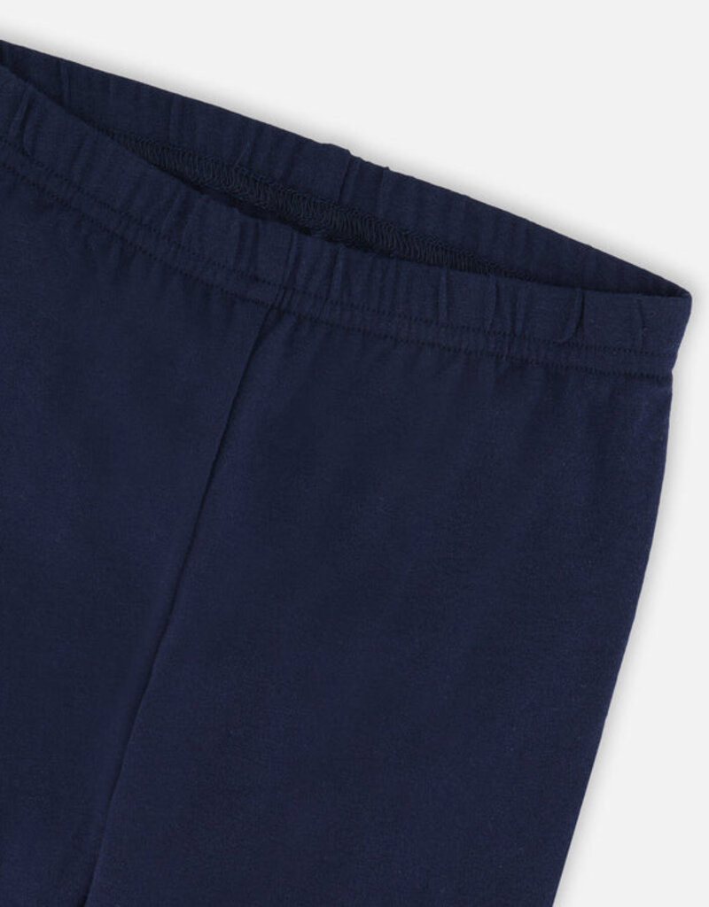 Deux par Deux Organic Cotton Jersey Leggings Dark Blue w/Cats