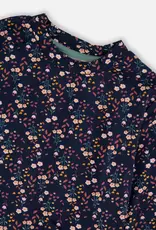 Deux par Deux Tunic Leggings Set Navy Floral Cat Print