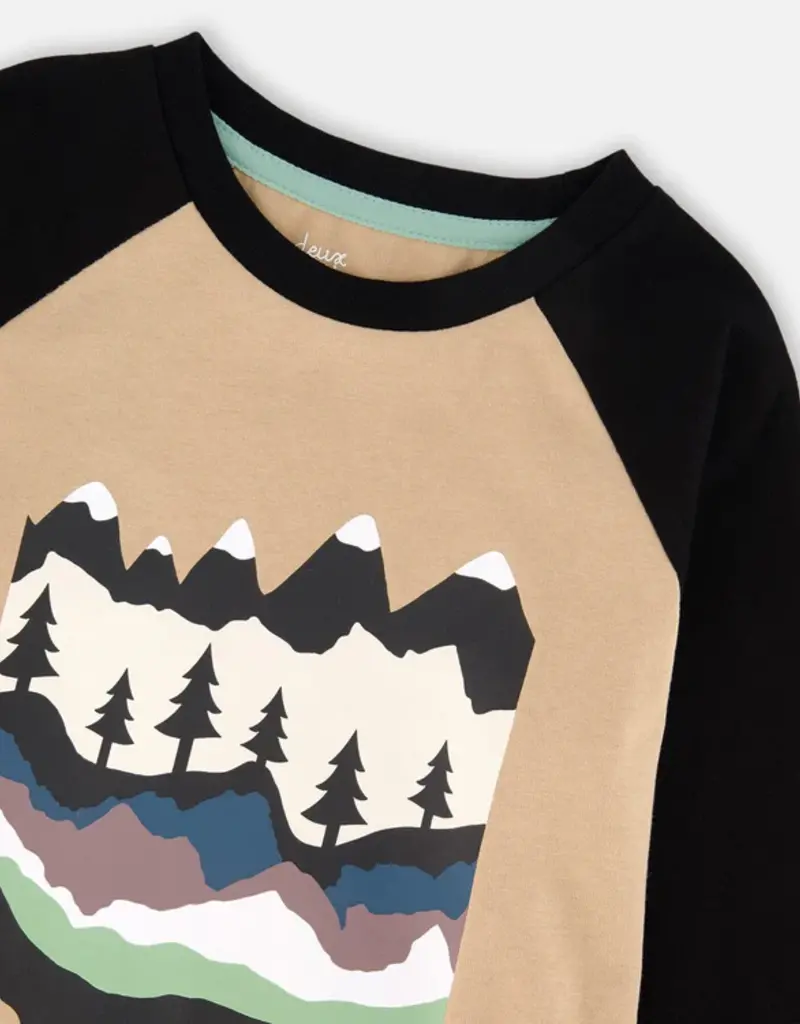 Deux par Deux Long Raglan Sleeve Jersey Tee Mountain