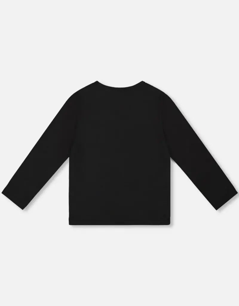Deux par Deux Organic Cotton L/S T-Shirt Black w/Heart