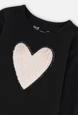 Deux par Deux Organic Cotton L/S T-Shirt Black w/Heart