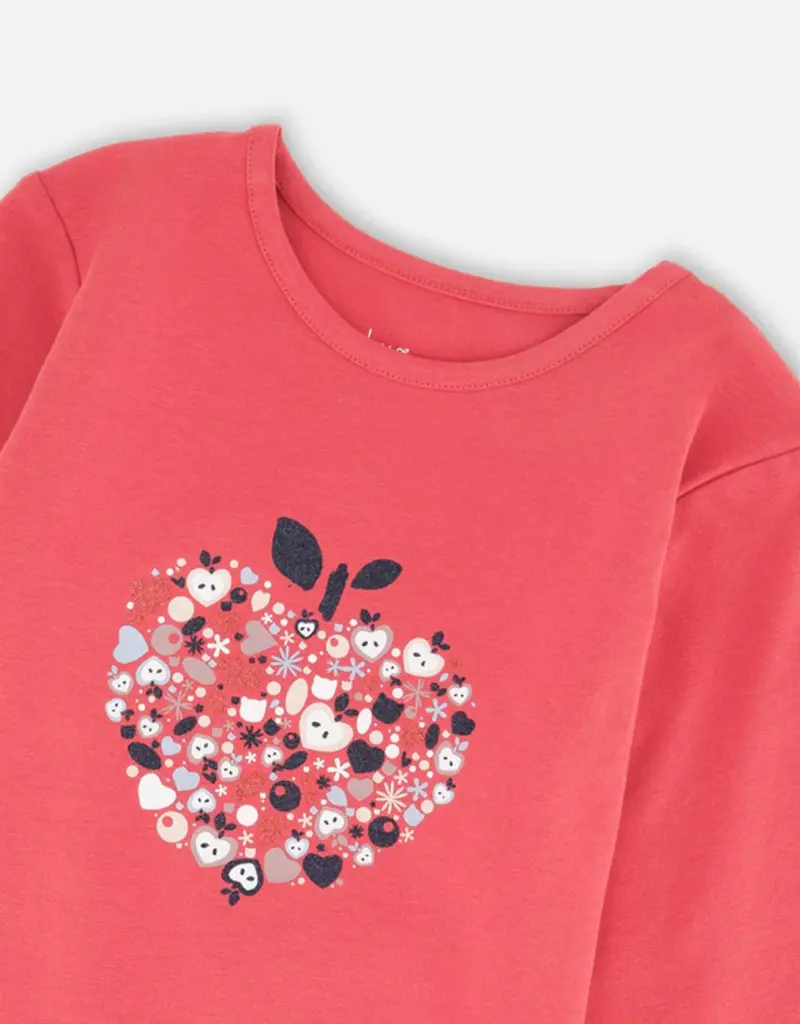 Deux par Deux Organic Cotton T-Shirt Red w/Mini Apples