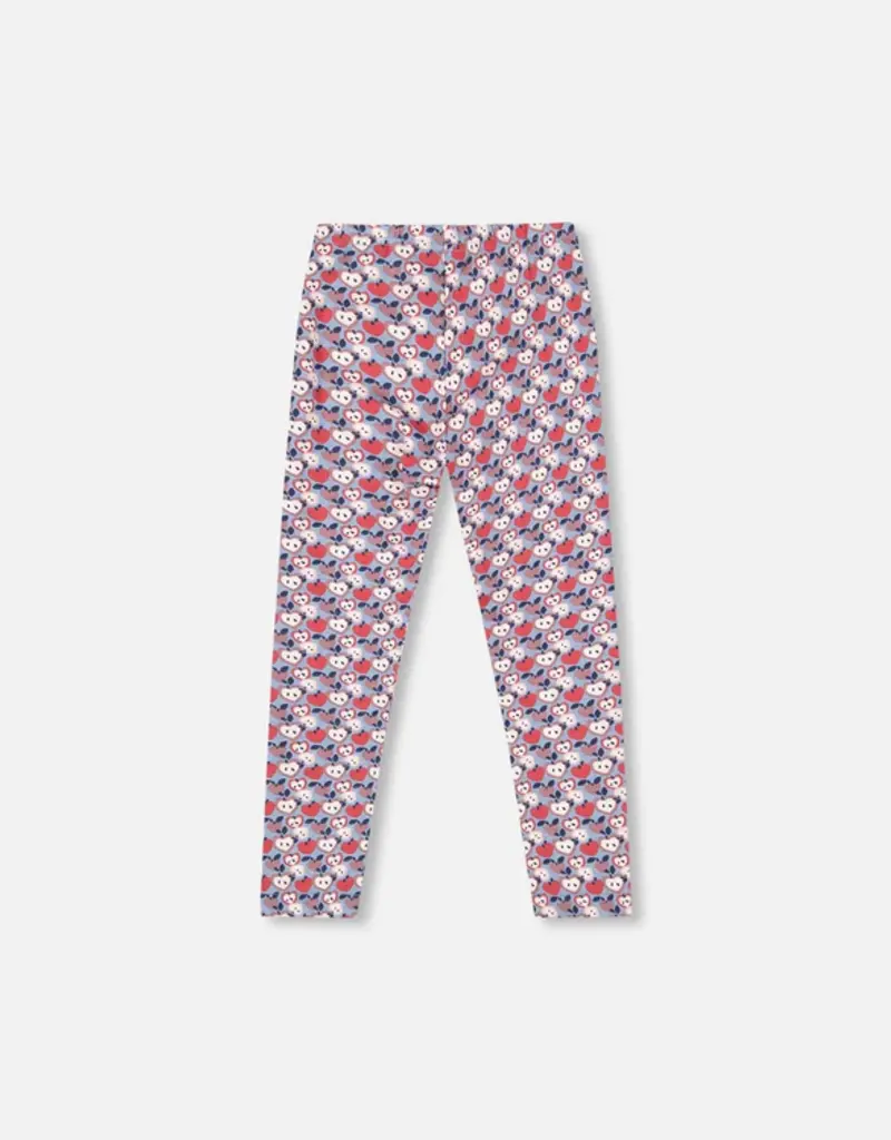 Deux par Deux Organic Cotton Leggings Blue Apple Print