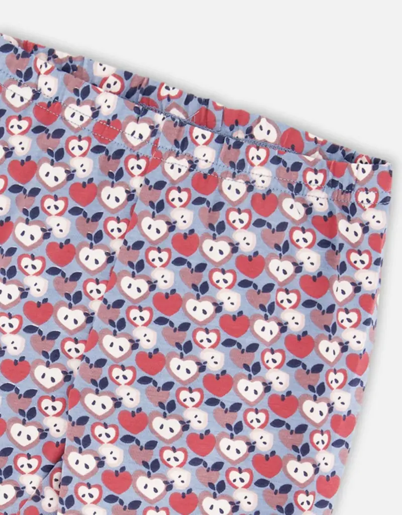 Deux par Deux Organic Cotton Leggings Blue Apple Print
