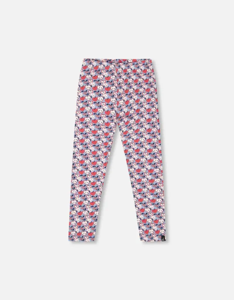 Deux par Deux Organic Cotton Leggings Blue Apple Print