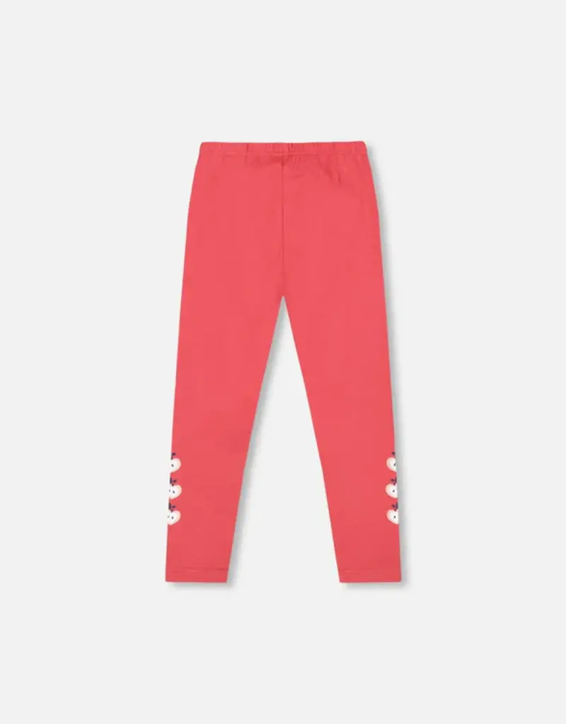 Deux par Deux Organic Cotton Leggings Red w/Apples