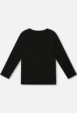 Deux par Deux L/S Cotton Jersey Tee Black Biker Print