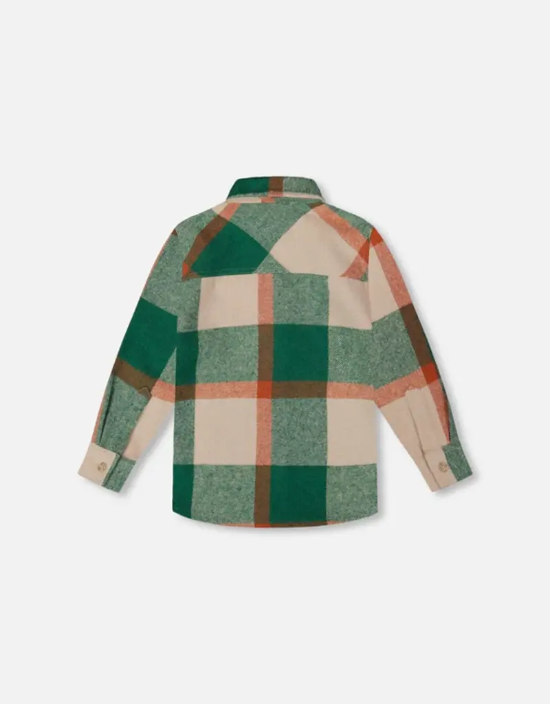 Deux par Deux L/S Yarn Dyed Plaid Shirt Green Orange