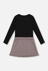 Deux par Deux Bi-Material Dress Black And Houndstooth