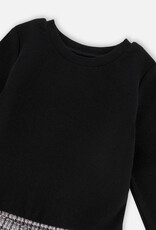 Deux par Deux Bi-Material Dress Black And Houndstooth