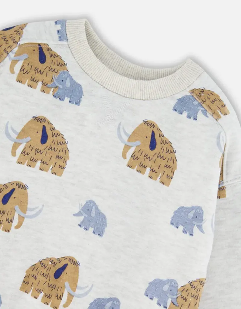 Deux par Deux L/S Crew Neck Sweatshirt Mammoth Print