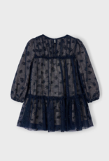 Mayoral Navy Tulle Printed Dress