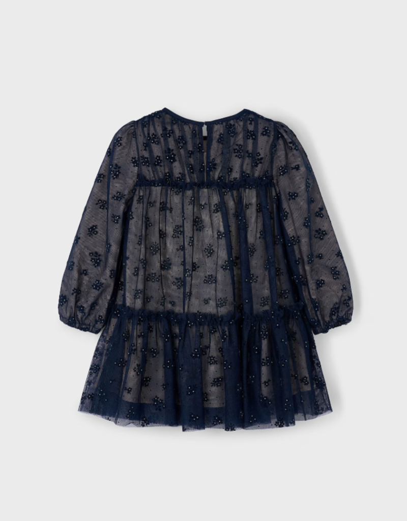 Mayoral Navy Tulle Printed Dress