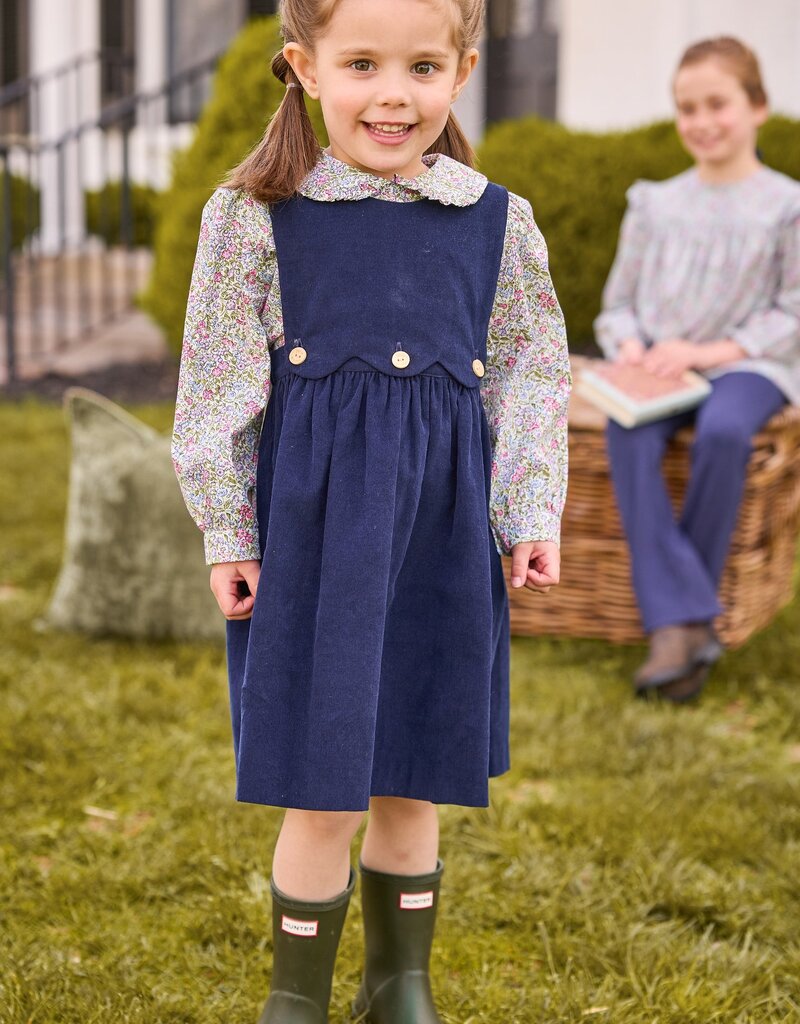 Little English Button Panel Jumper Navy Corduroy