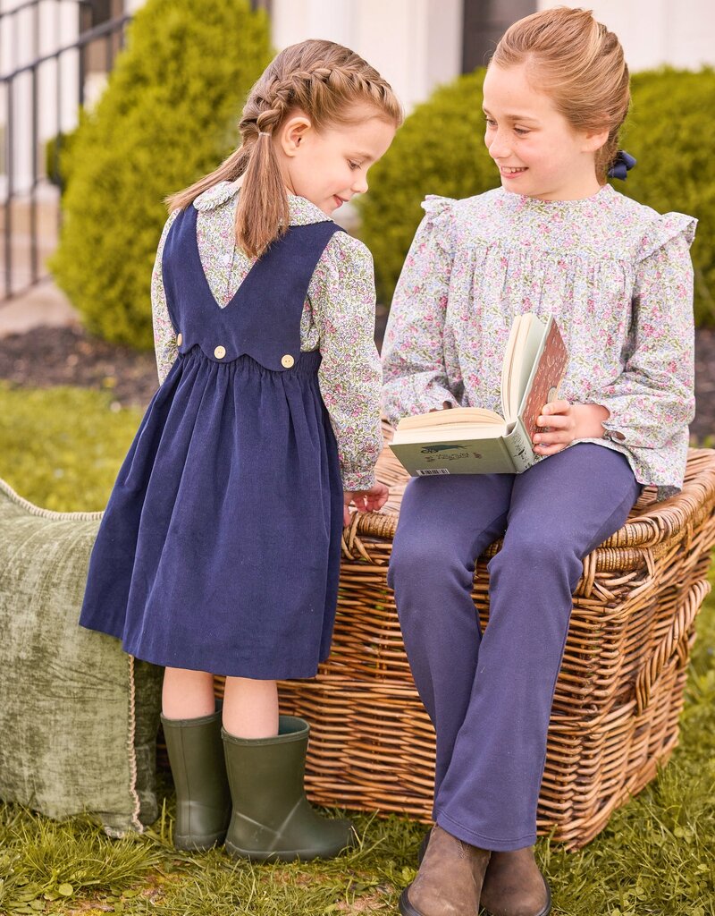 Little English Button Panel Jumper Navy Corduroy