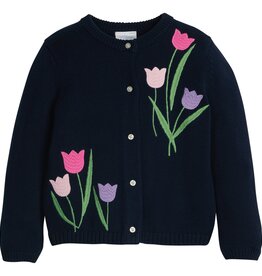 Little English Embroidered Cardigan Tulips