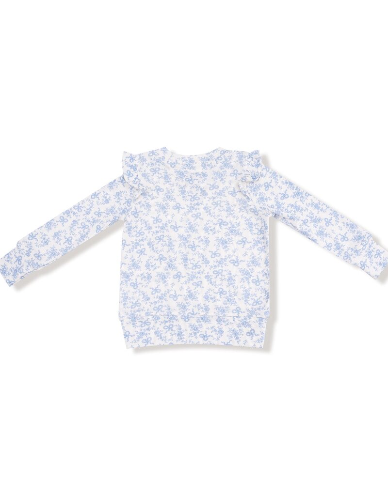 Angel Dear Romi Floral Ruffle Shoulder Rib Shirt Waffle Flare Pant