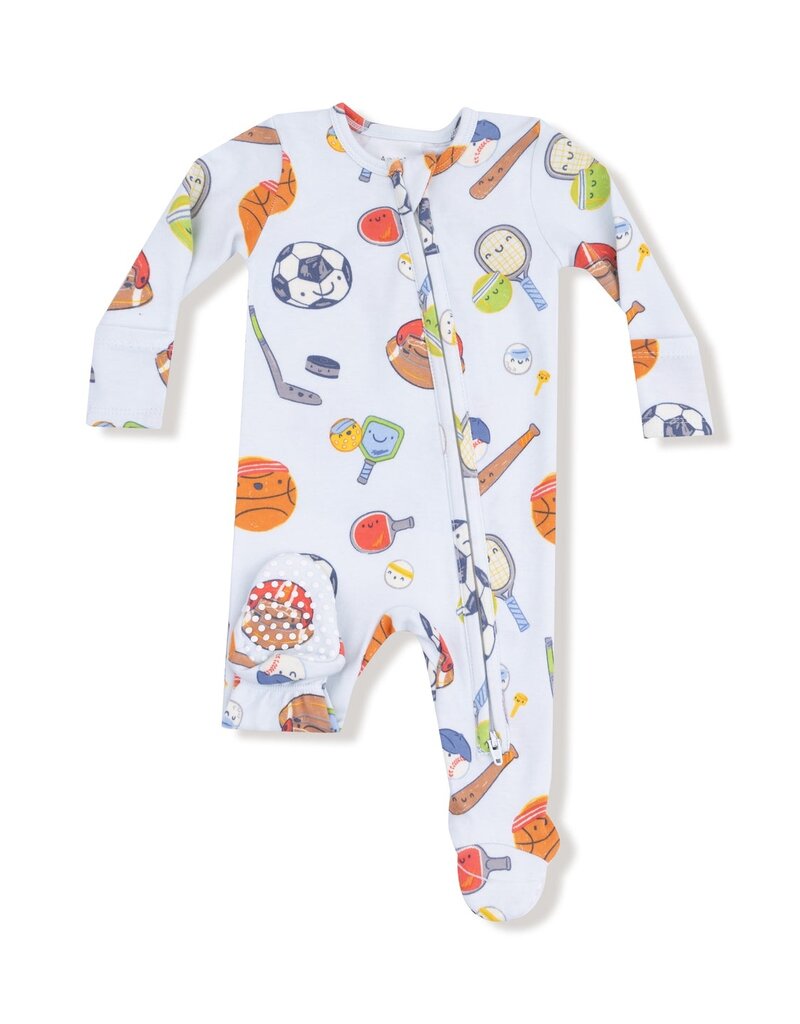 Angel Dear Sports Ball Friends 2 Way Zipper Footie Blue