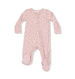 Angel Dear Carrie Floral Pink Bamboo 2 Way Zipper Footie