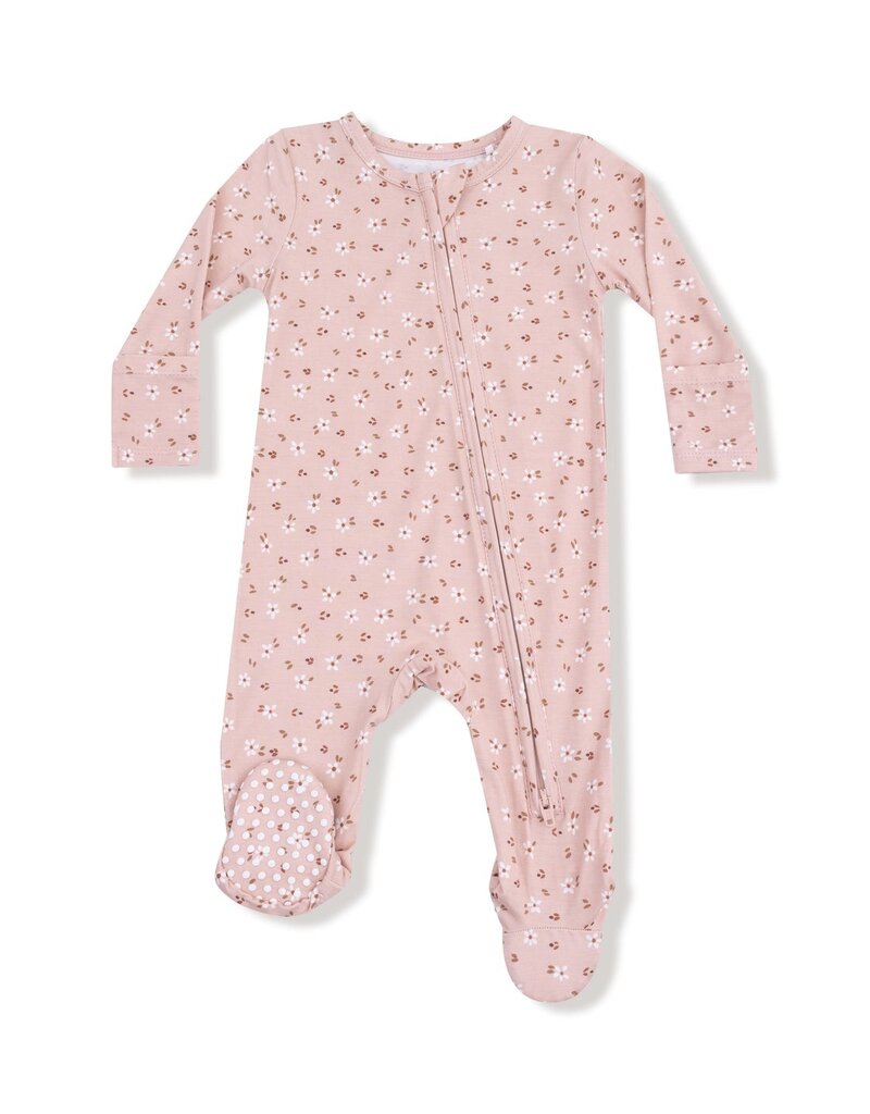 Angel Dear Carrie Floral Pink Bamboo 2 Way Zipper Footie