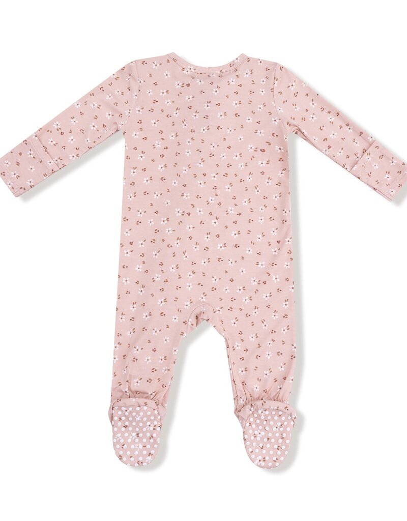 Angel Dear Carrie Floral Pink Bamboo 2 Way Zipper Footie