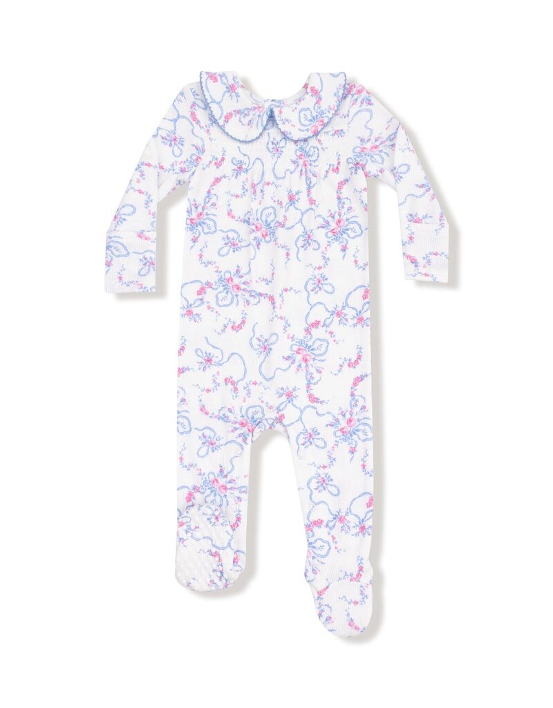 Angel Dear Ribbon Floral Fling Smocked Peter Pan Snap Footie