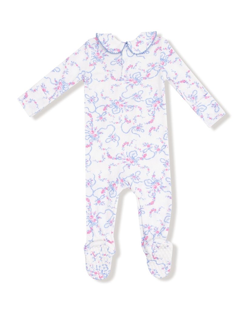 Angel Dear Ribbon Floral Fling Smocked Peter Pan Snap Footie