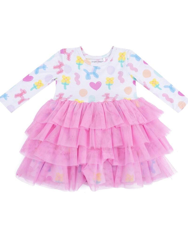Angel Dear Balloon Animals Pink Twirly L/S Layered Tulle Dress
