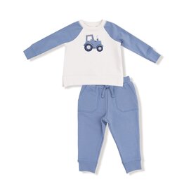 Angel Dear SALE Mini Tractors Raglan Sweatshirt w/Terry Applique Jogger