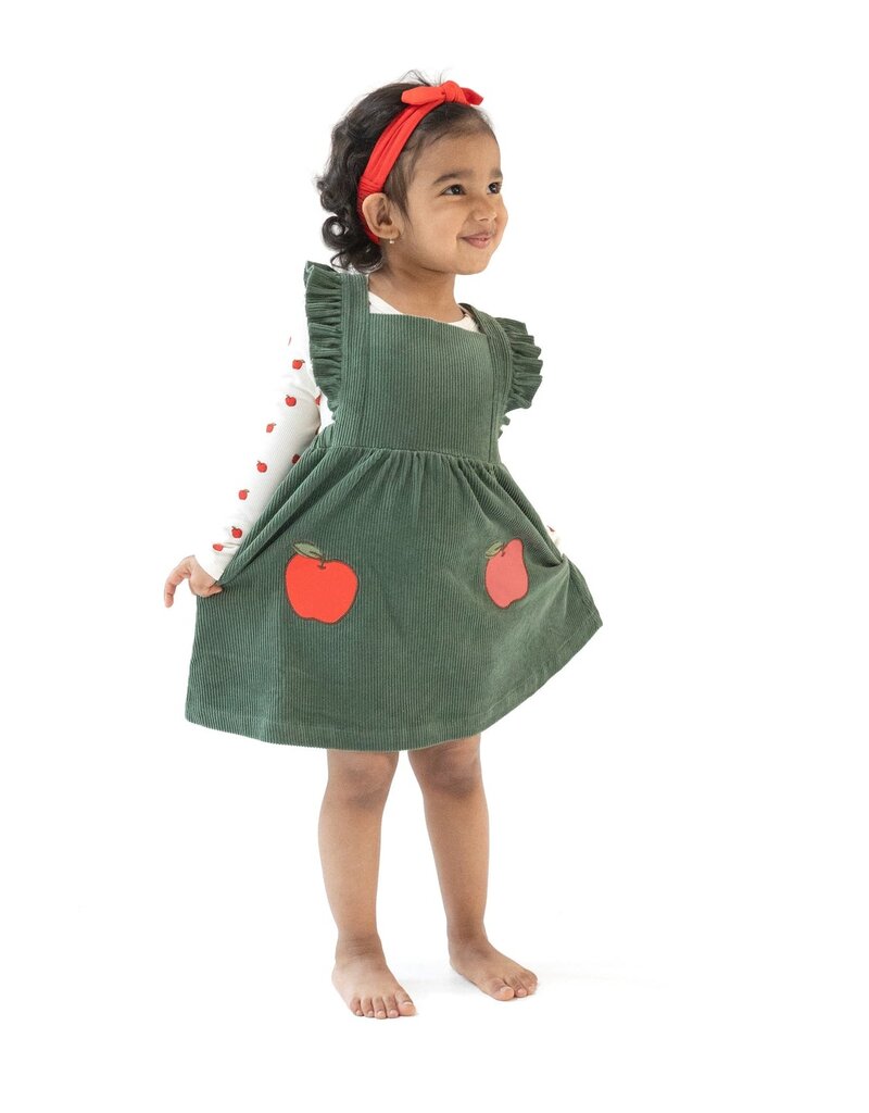 Angel Dear Corduroy Dk Ivy Pinafore Apple Dress Diaper Cover