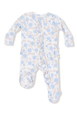 Angel Dear Baby Blue Floral 2 Way Ruffle Zipper Footie