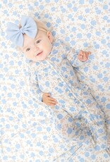 Angel Dear Baby Blue Floral 2 Way Ruffle Zipper Footie