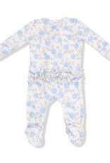 Angel Dear Baby Blue Floral 2 Way Ruffle Zipper Footie