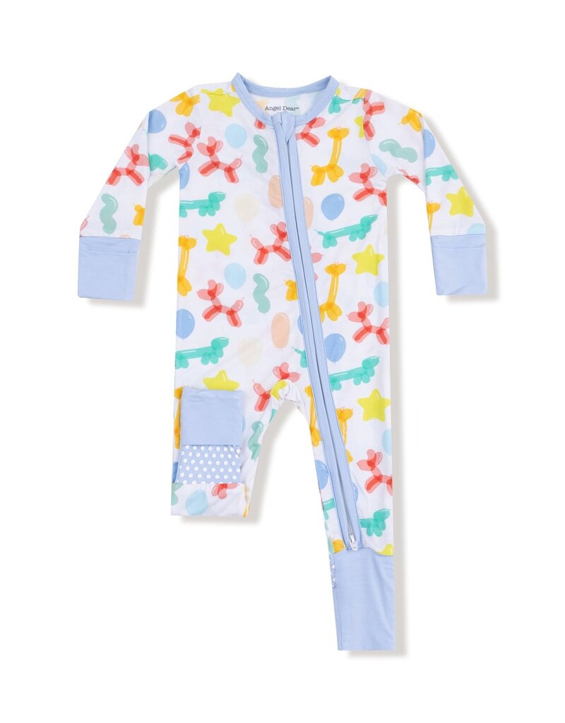 Angel Dear Balloon Animals Blue 2 Way Zipper Romper