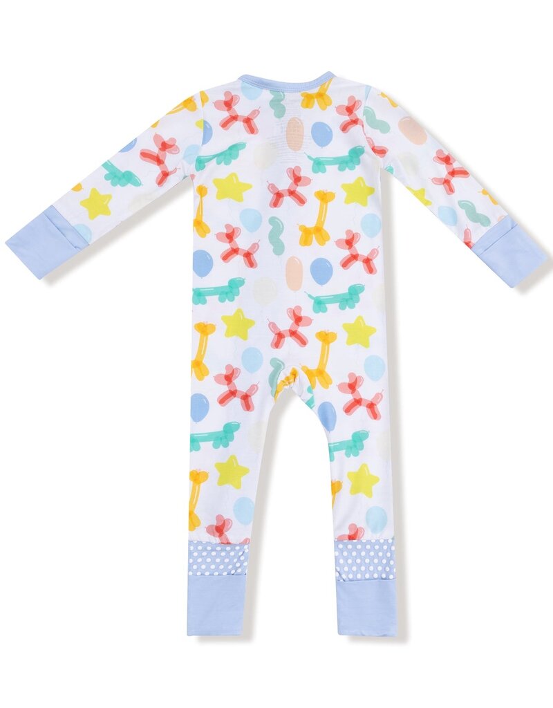 Angel Dear Balloon Animals Blue 2 Way Zipper Romper