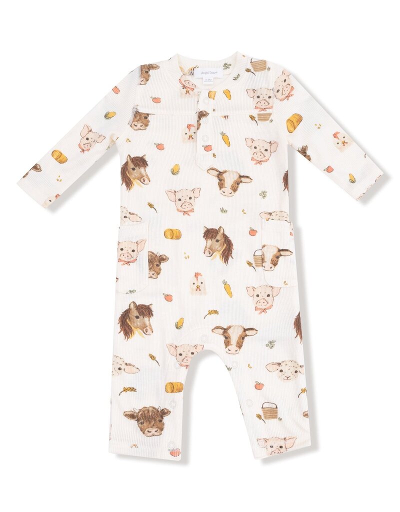 Angel Dear Vintage Baby Farm Animals Uni Romper