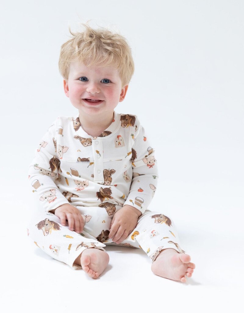 Angel Dear Vintage Baby Farm Animals Uni Romper