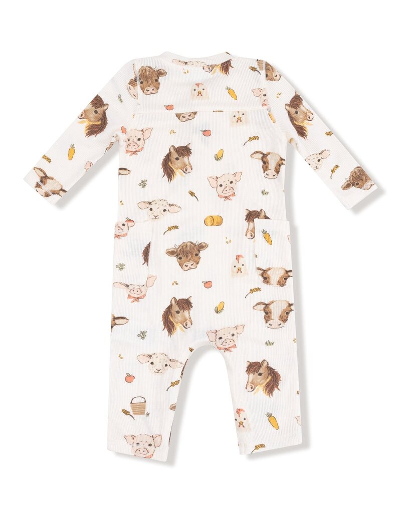 Angel Dear Vintage Baby Farm Animals Uni Romper