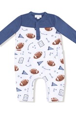 Angel Dear Touchdown Time Navy Romper w/Contrast Sleeves