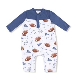 Angel Dear Touchdown Time Navy Romper w/Contrast Sleeves